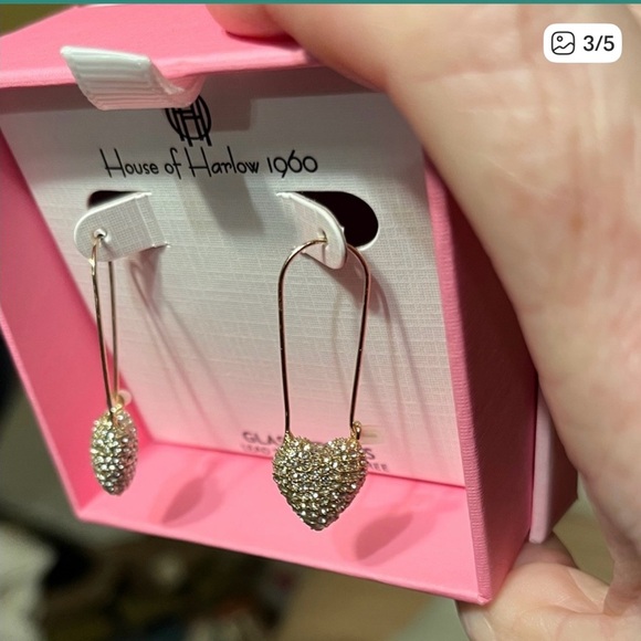 House of Harlow 1960 Gold Heart Earrings - Picture 3 of 5